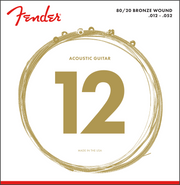 Fender 80/20 Bronze Acoustic Strings, Ball End, 70L .012-.052 Gauges,