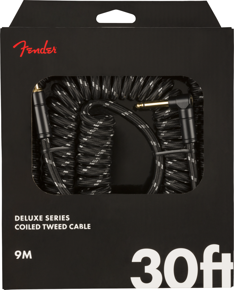 Fender Deluxe Coil Cable, 30', Black Tweed mt 9 Cavo per Chitarra