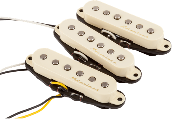 Fender Vintage Noiseless Strat Pickups, (3), Aged White