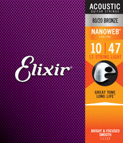 Elixir 11152 Nanoweb 80/20 Bronze Per 12 Corde String Light