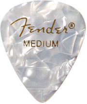 Fender Premium Celluloid 351 Shape Picks, Medium, White Moto, Confezione da 12 Plettri