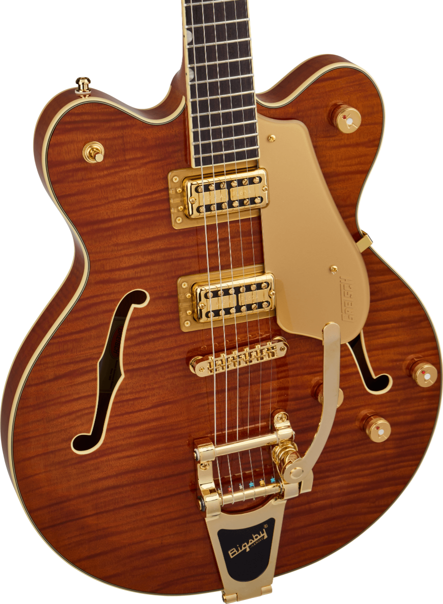 Gretsch Electromatic LTD Flame Okoume Broadkaster Double-Cut with Bigsby, Rosewood Fingerboard, Roundup Orange