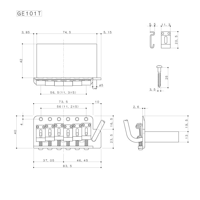 GOTOH GE101T-C Ponte Tremolo (Cromato)