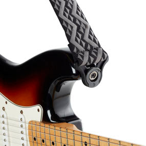 D'Addario Auto Lock Guitar Strap, Black Padded Geometric
