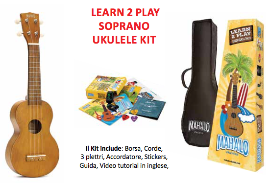 Mahalo Kahiko Kit Ukulele Brown con accessori
