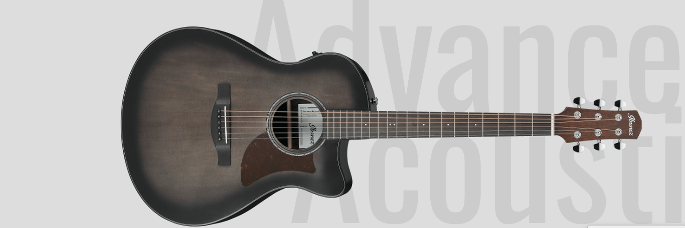 IBANEZ AAM70CE Transparent Charcoal Burst Low Gloss Top, Natural Open Pore Back