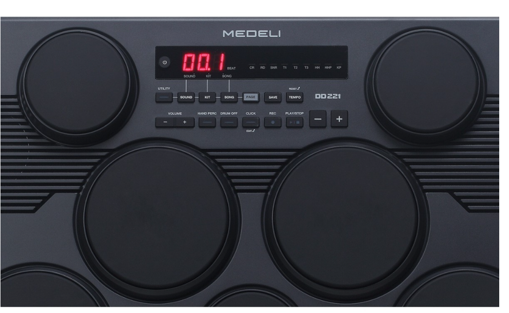MEDELI DD221 Drum kit portatile con 7 pad sensibili al tocco e 2 pedali