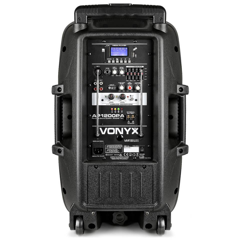 Vonyx AP1200PA Mobile Amp 12″ 2HH-UHF/BT