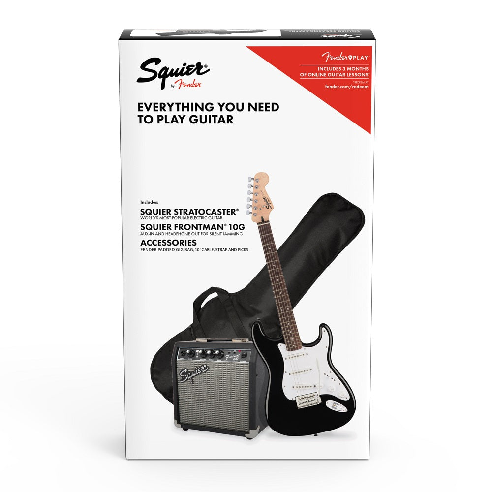 Fender Squier Stratocaster Pack, Laurel Fingerboard, Black, Gig Bag, 10G