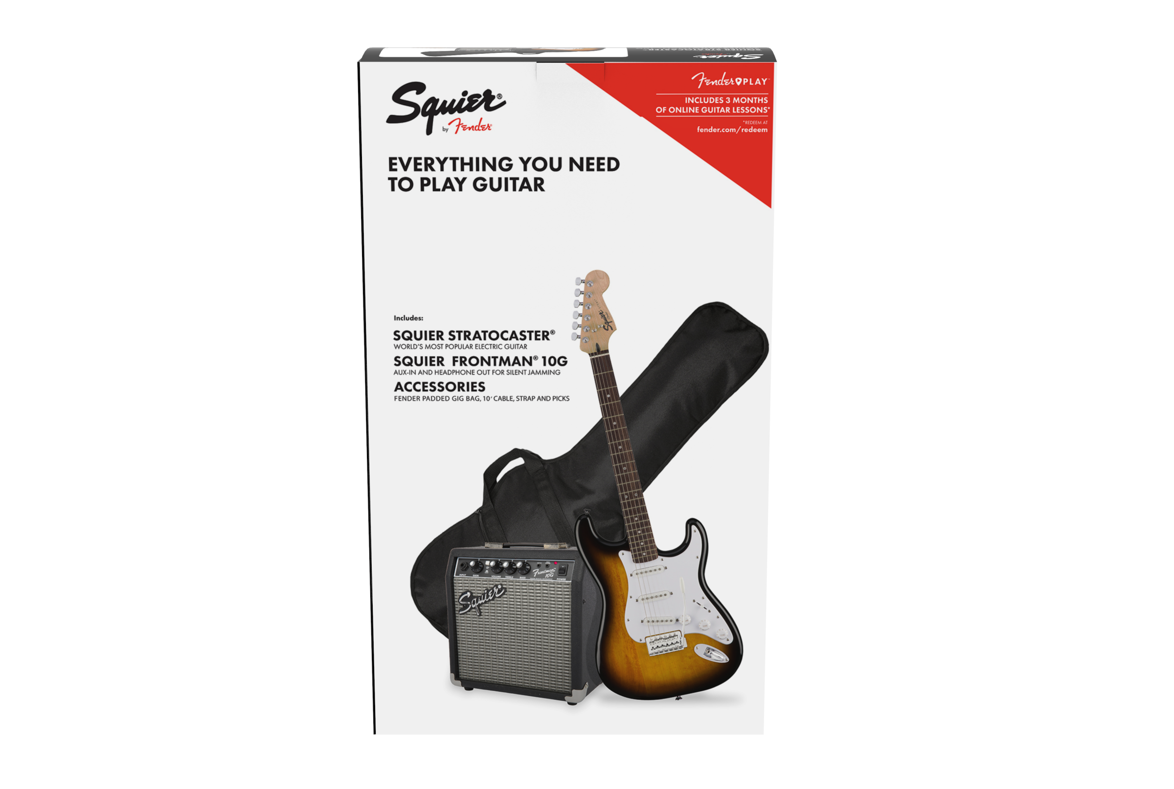 Fender Squier Stratocaster Pack, Laurel Fingerboard, Brown Sunburst, Gig Bag, 10G
