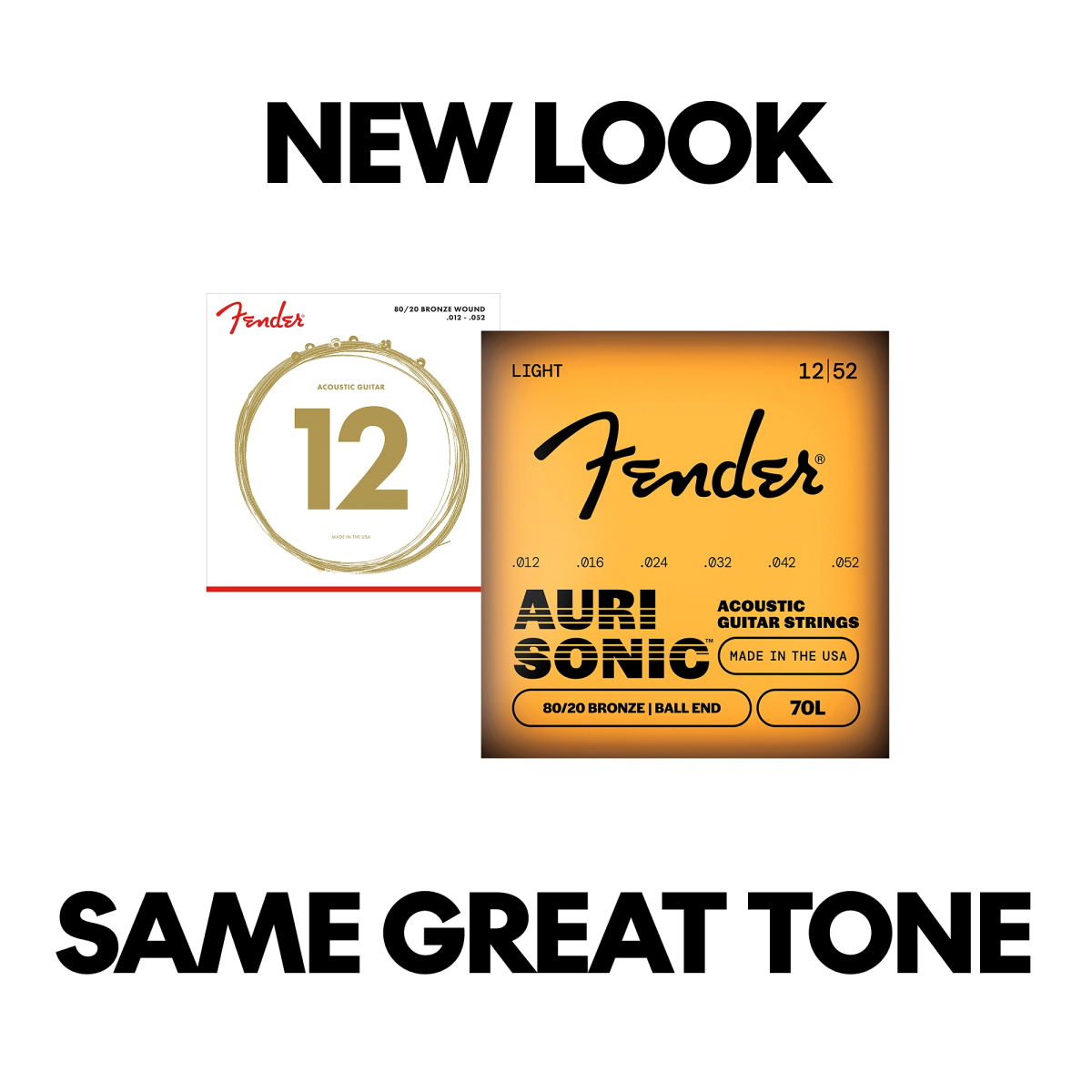Fender 70L 80/20 Corde per chitarra acustica 012-052 New Look