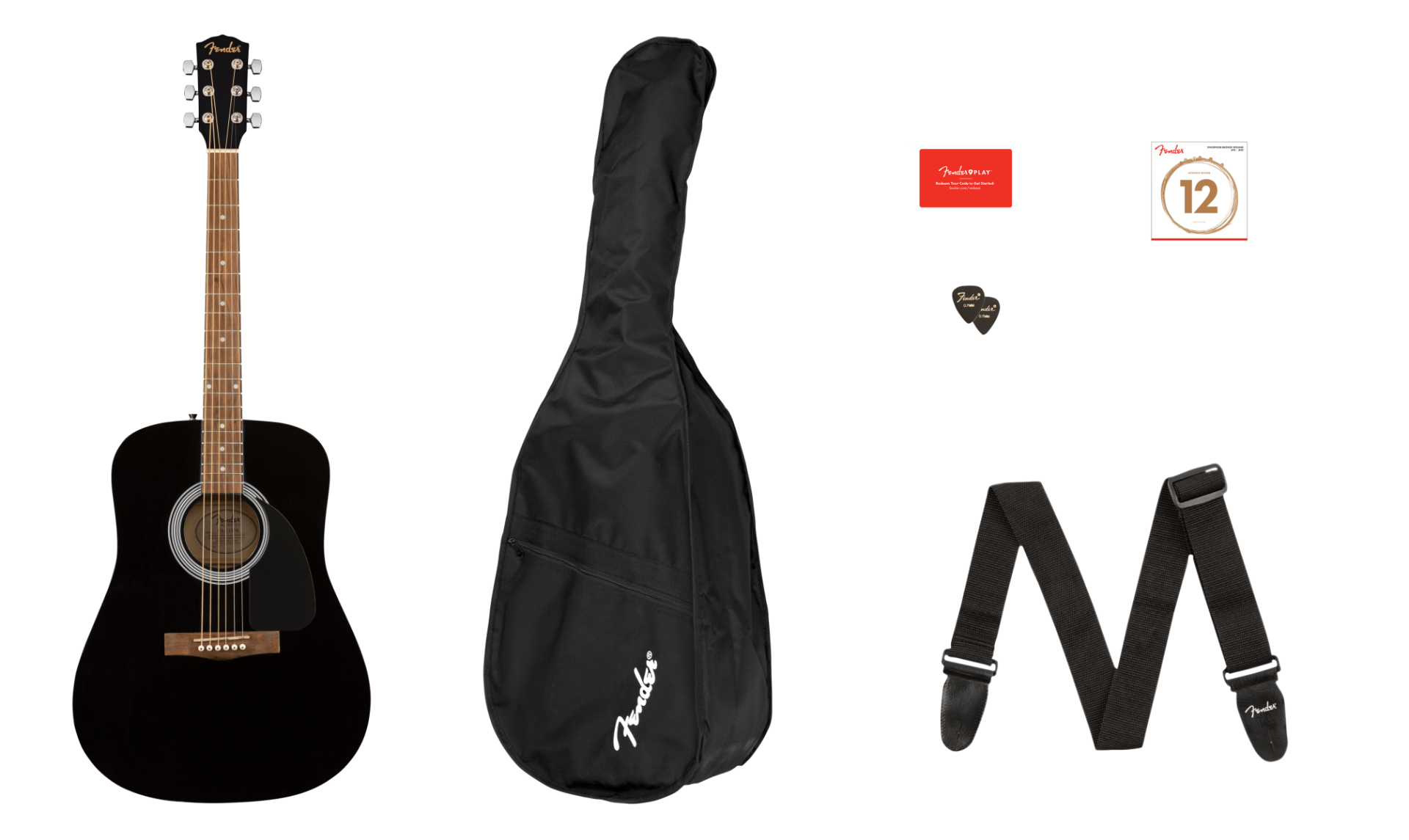 Fender FA-115 Dreadnought Pack, Black, Walnut Fingerboard