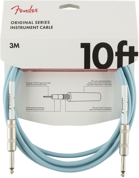 Fender Original Series Instrument Cable, 10', Daphne Blue 3 metri