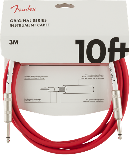 Fender Original Series Instrument Cable, 10', Fiesta Red  3 metri