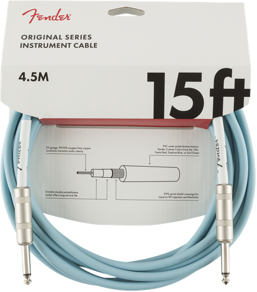 Fender Original Series Instrument Cable, 15', Daphne Blue 4,5 metri