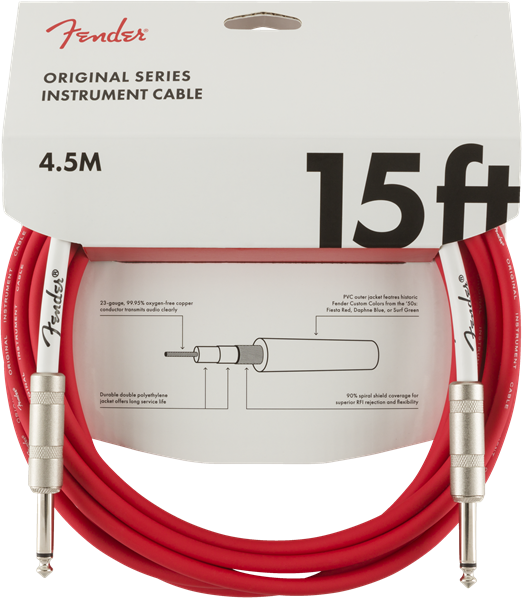 Fender Original Series Instrument Cable, 15', Fiesta Red 4,5 metri