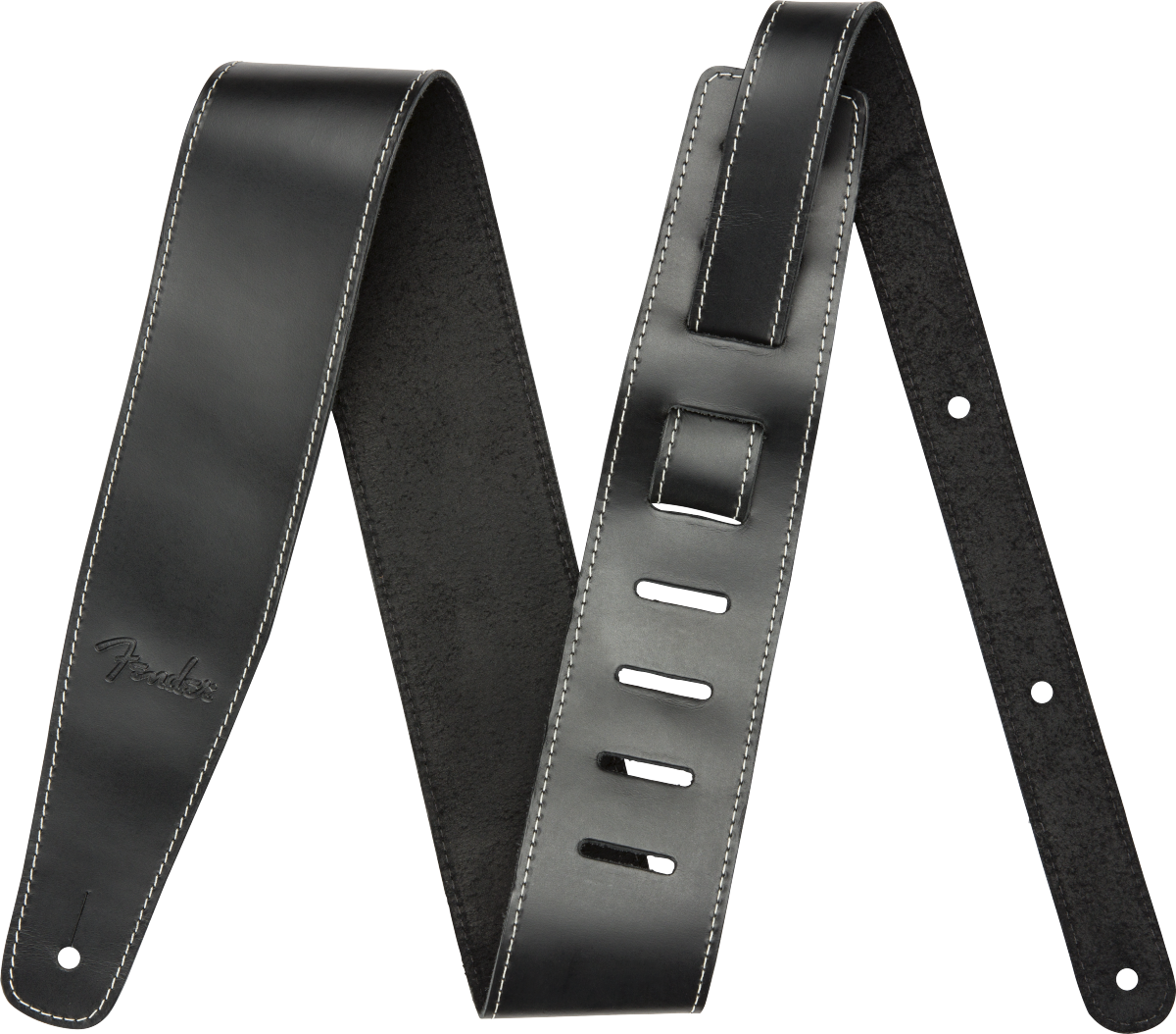 Fender Broken-In Leather Strap, Black, 2.5"