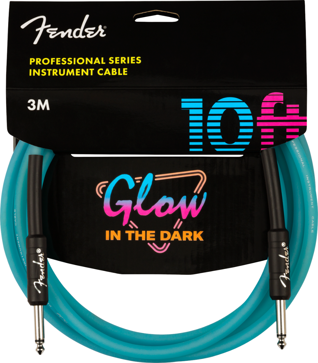 Fender Professional Series Glow in the Dark Cable, Blue, 10'