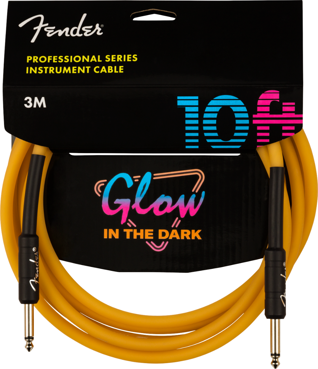 Fender Professional Series Glow in the Dark Cable, Orange, 10'