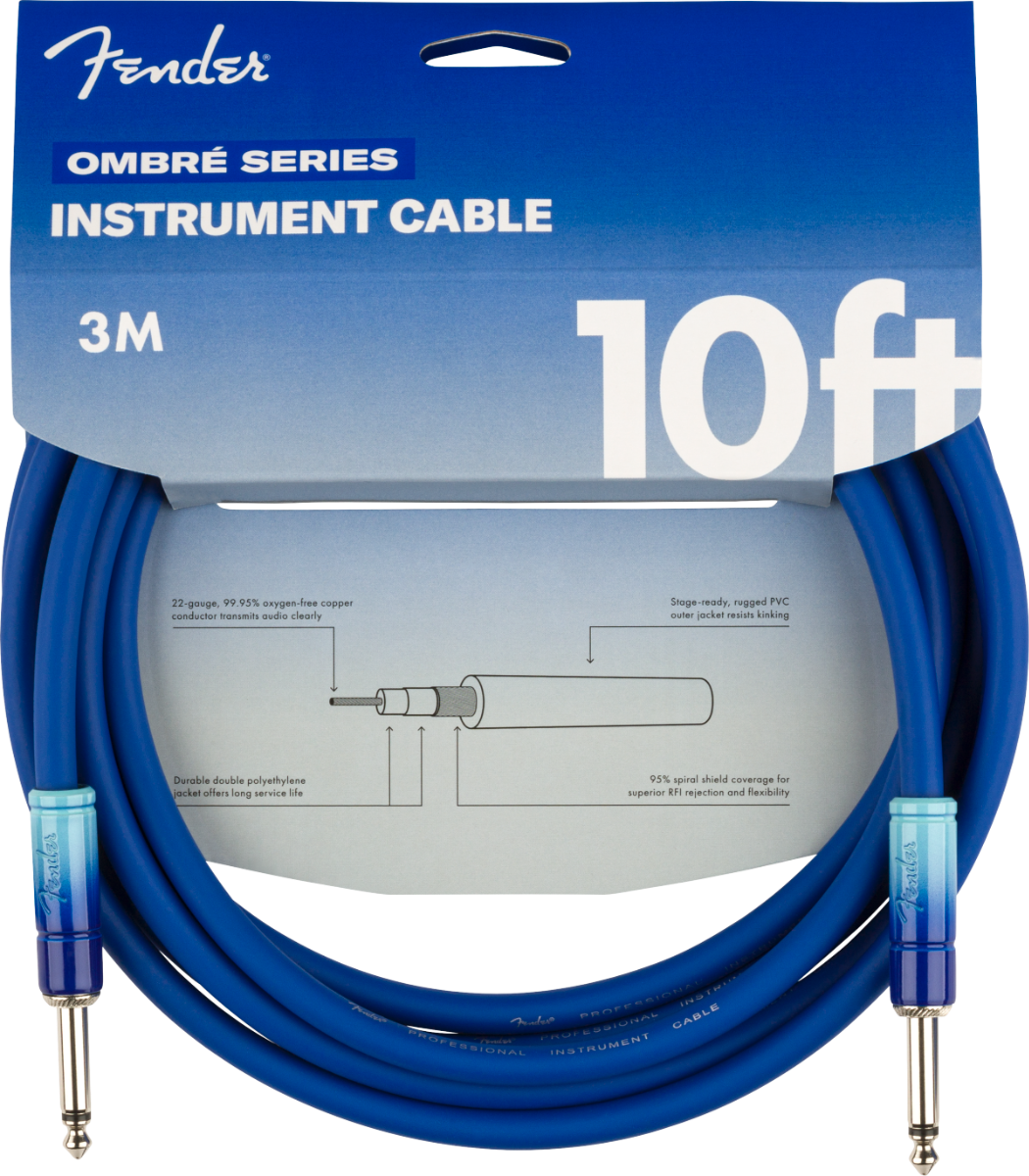 Fender 10' Ombré Cable, Belair Blue 3 Metri
