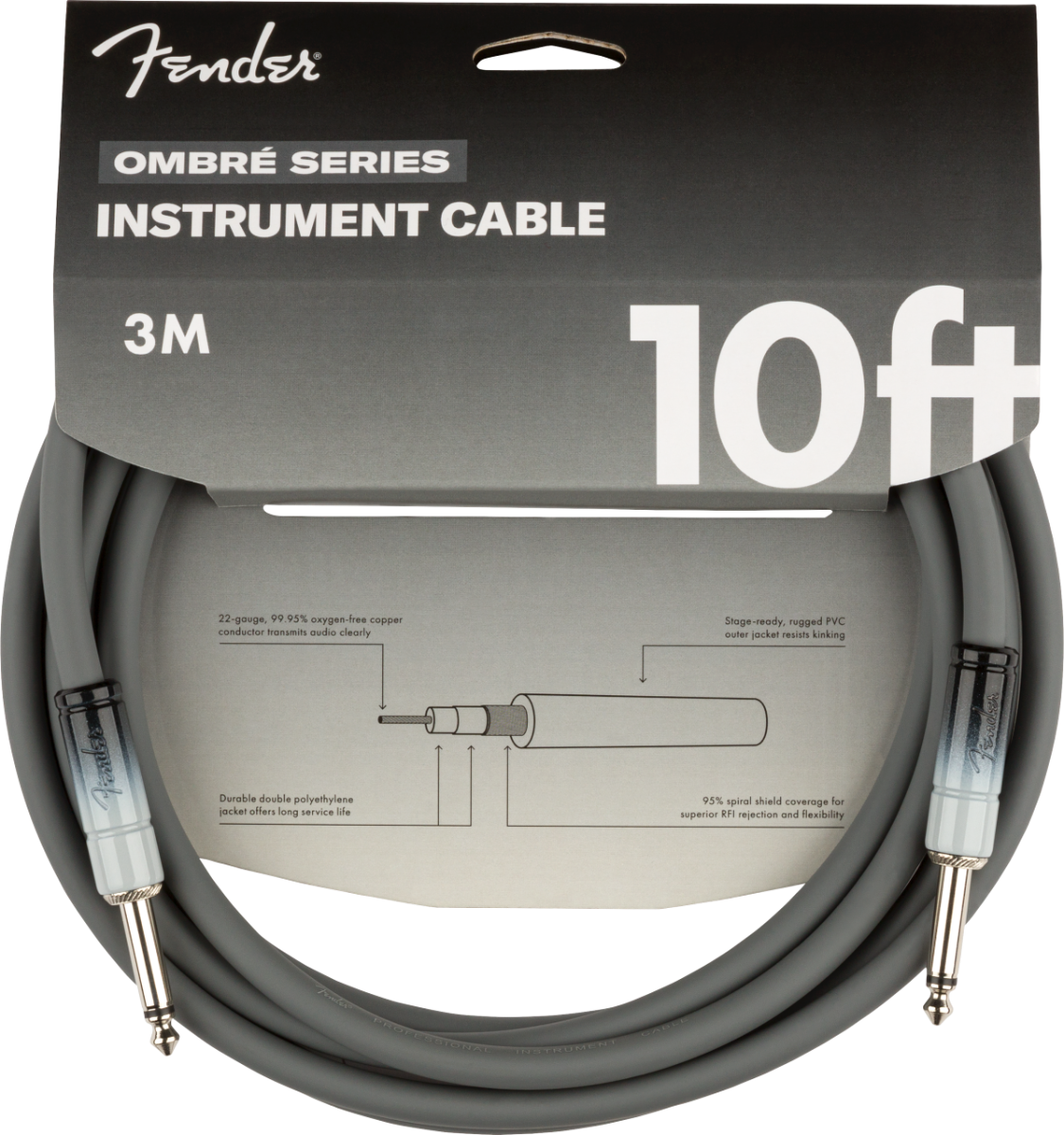 Fender 10' Ombré Cable, Silver Smoke 3 Metri