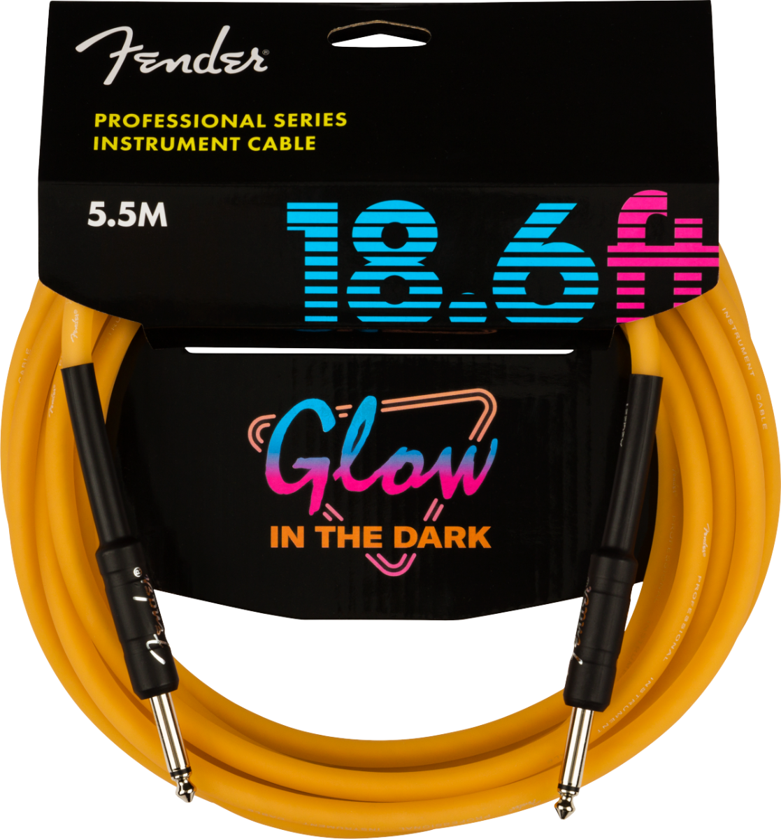 Fender Professional Glow in the Dark Cable, Orange, 18.6'
