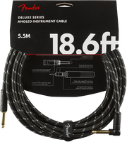 Fender Deluxe Series Instrument Cable, Straight/Angle, 18.6', Black Tweed  5,5 metri