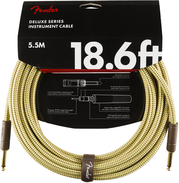 Fender Deluxe Series Instrument Cable, Straight/Straight, 18.6', Tweed  5,5 metri