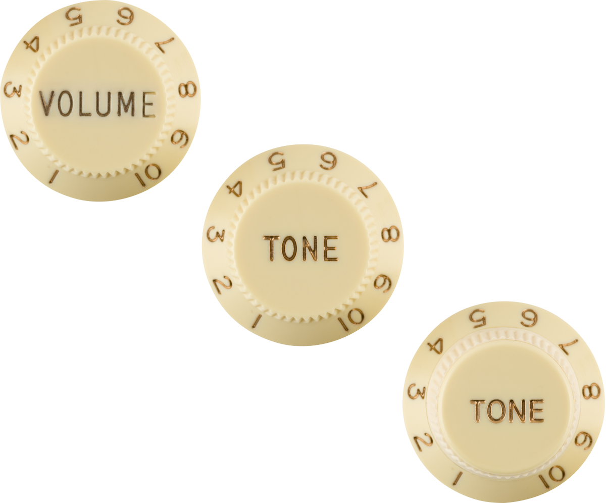 Fender Stratocaster®Knobs, Aged White (Volume, Tone, Tone) (3) Left-Handed