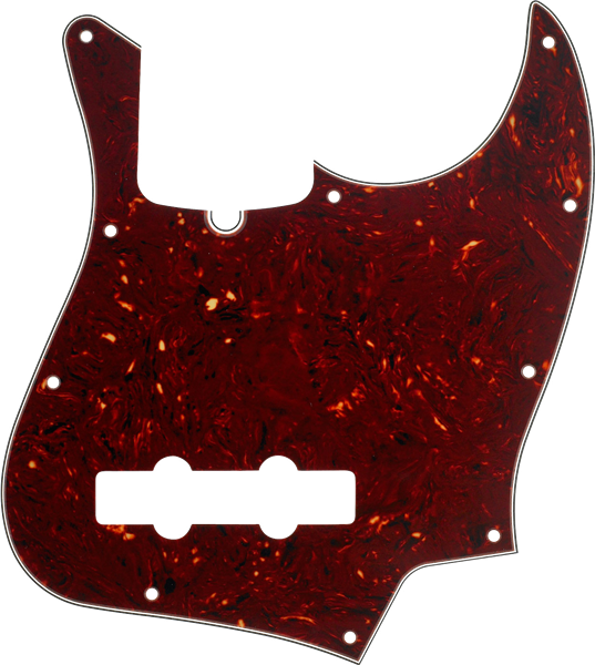 Fender Pickguard, Jazz Bass®, 10-Hole Mount (with Truss Rod Notch), Tortoise Shell, 4-Ply