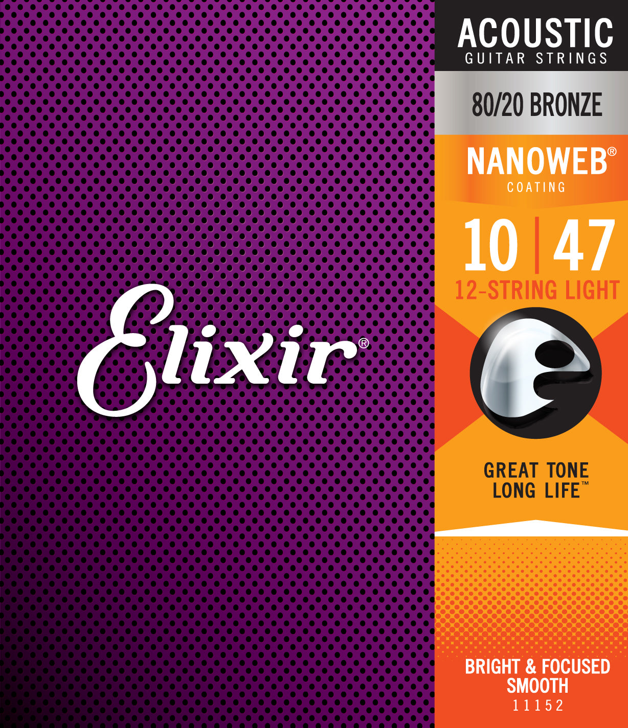 Elixir 11152 Nanoweb 80/20 Bronze Per 12 Corde String Light