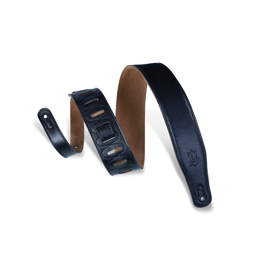 LEVY'S - M26GF-BLK TRACOLLA IN PELLE IMBOTTITA BLACK 2 1/2"