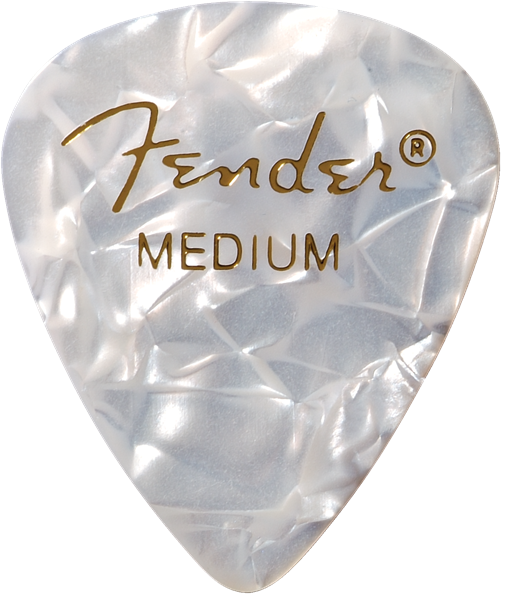 Fender Premium Celluloid 351 Shape Picks, Medium, White Moto, Confezione da 12 Plettri