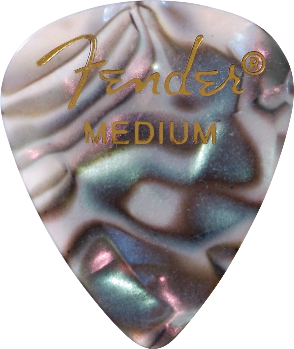 Fender Premium Celluloid 351 Shape Picks, Medium, Abalone, Confezione da 12 Plettri
