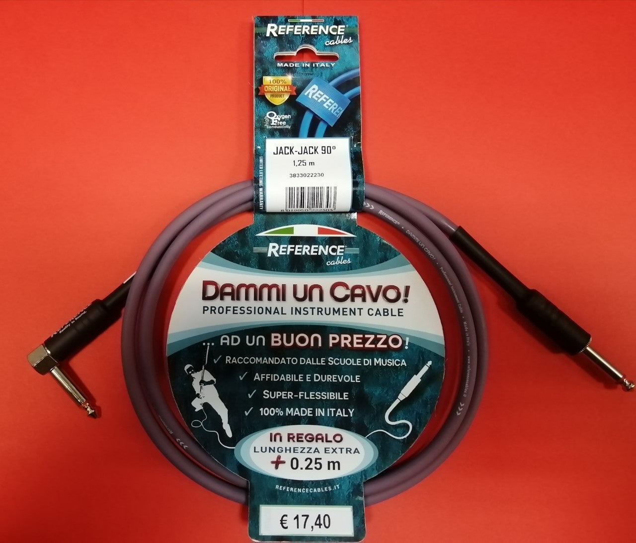 Reference "Dammi Un Cavo" Cavo professionale per strumento jack dritto jack ad angolo 1,25 metri