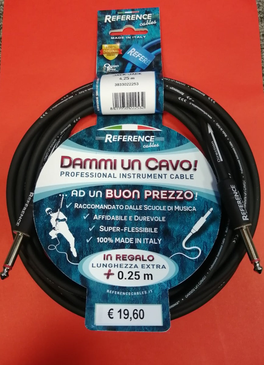 Reference "Dammi Un Cavo" Cavo professionale per strumento jack jack 4,25 metri nero