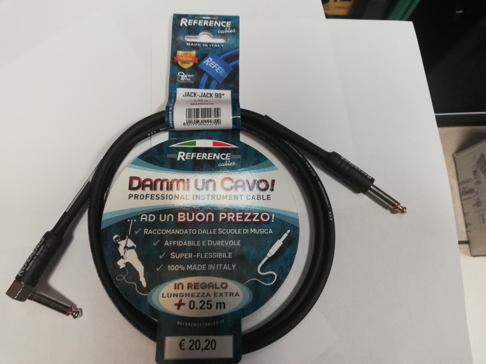 Reference "Dammi Un Cavo" Cavo professionale per strumento jack dritto jack ad angolo 1,25 metri BK