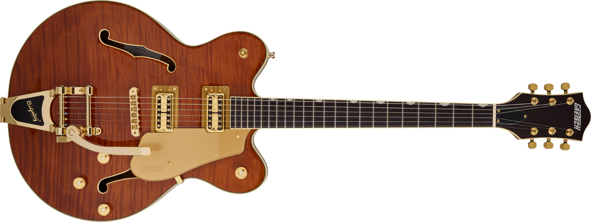 Gretsch Electromatic LTD Flame Okoume Broadkaster Double-Cut with Bigsby, Rosewood Fingerboard, Roundup Orange