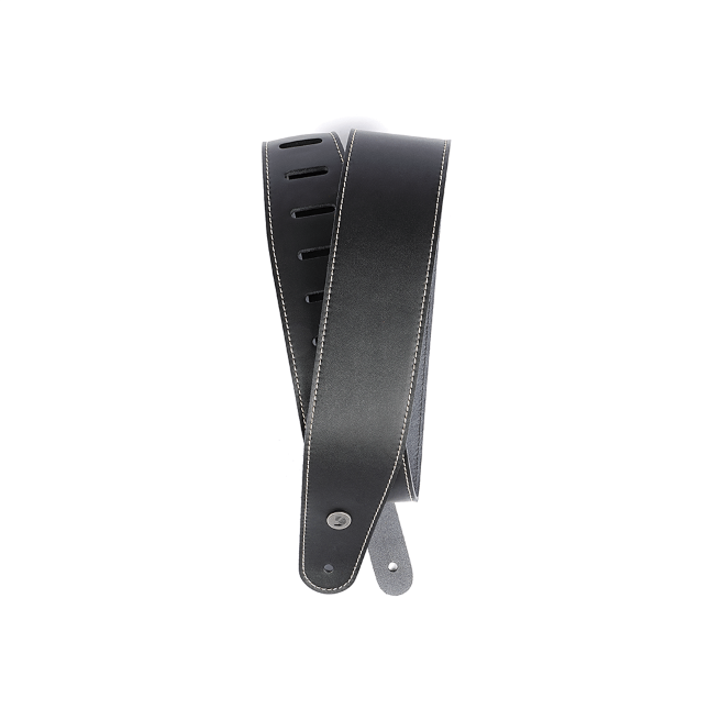 Tracolla per chitarra D'Addario Accessories Classic, in pelle nera, con cucitura a vista