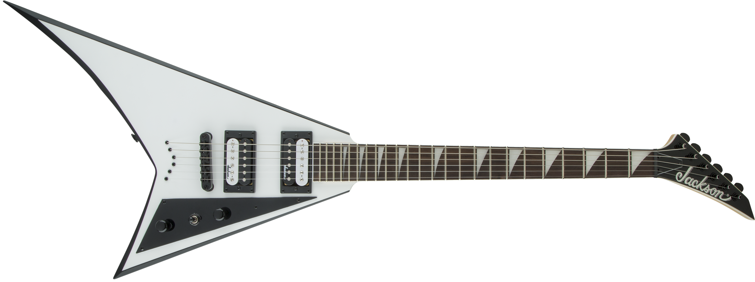 Jackson JS Series Rhoads JS32T, Amaranth Fingerboard, White with Black Bevels