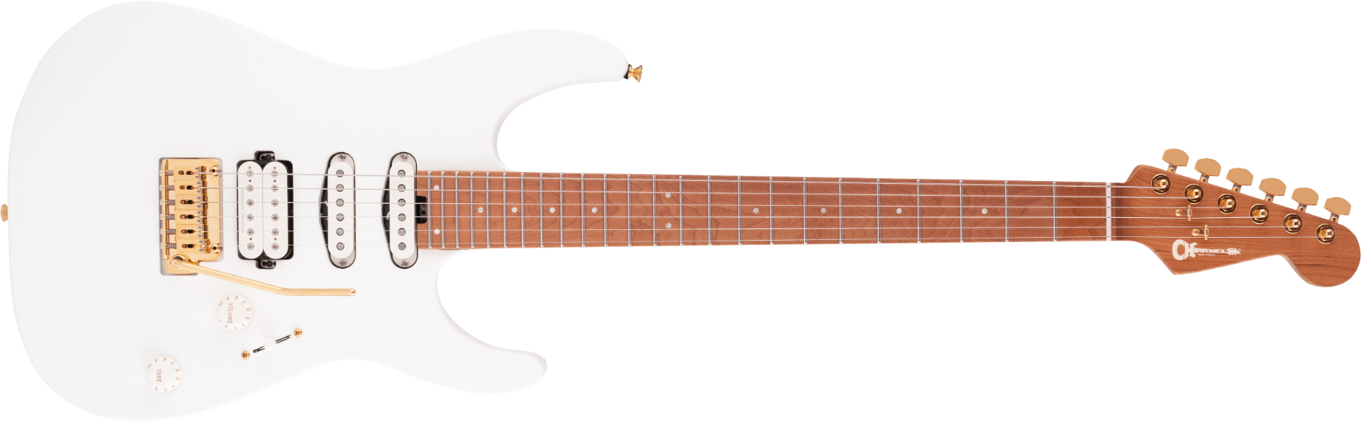 Charvel Pro-Mod DK24 HSS 2PT CM, Caramelized Maple Fingerboard, Snow White