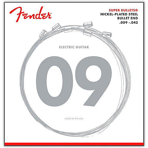 FENDER  Super Bullet Strings, Nickel Plated Steel, Bullet End, 3250L Gauges .009-.042, (6)