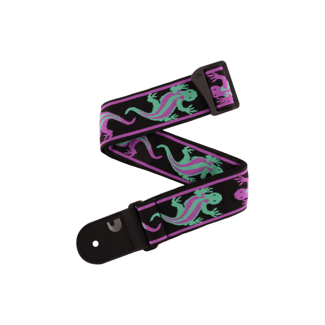 Tracolla D'Addario Planet Waves vintage, Lizards Green/Purple