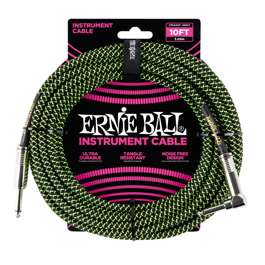 ERNIE BALL - 6077 CAVO BRAIDED BLACK/GREEN 3,05 M