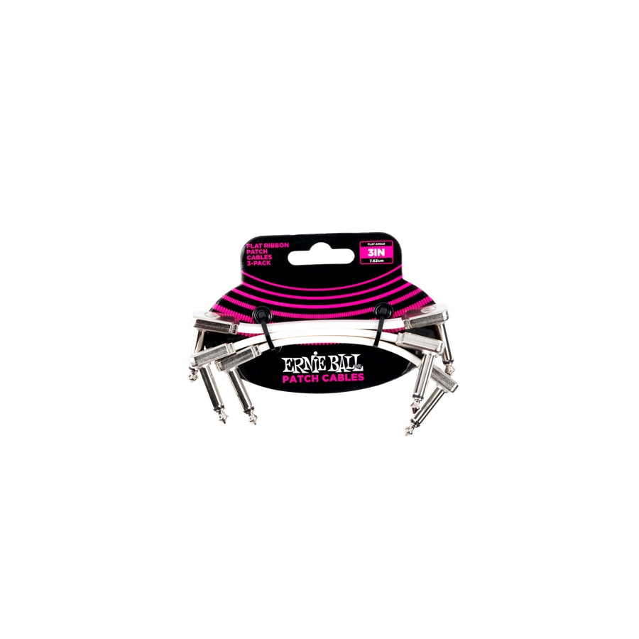 ERNIE BALL - 6384 FLAT RIBBON PATCH CABLE WHITE 7.62CM 3 PEZZI