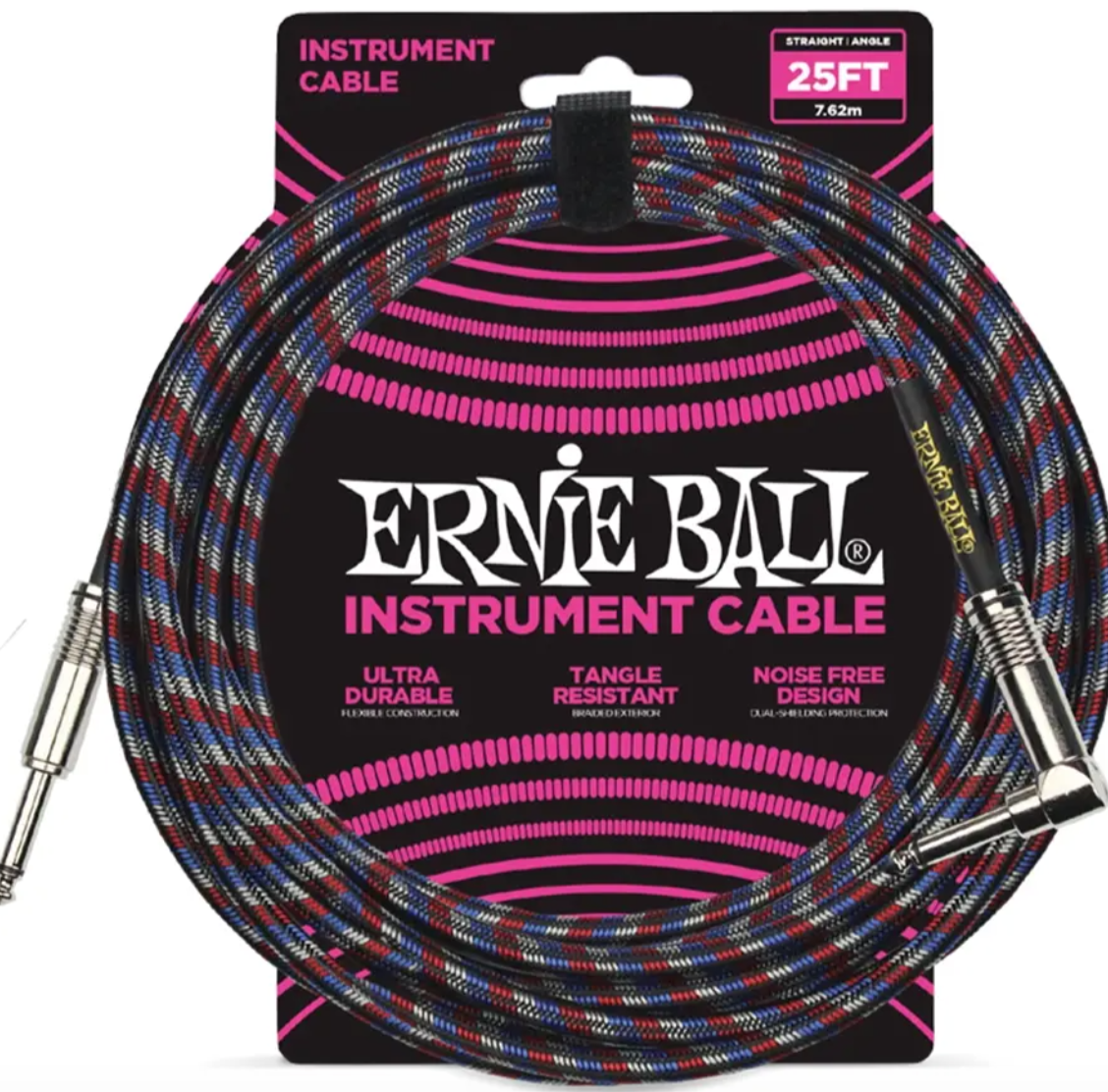 ERNIE BALL -6063 Cavo Braided Black/Red/Blue/White 7,62 m