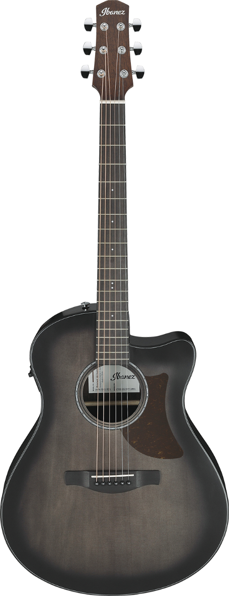 IBANEZ AAM70CE Transparent Charcoal Burst Low Gloss Top, Natural Open Pore Back