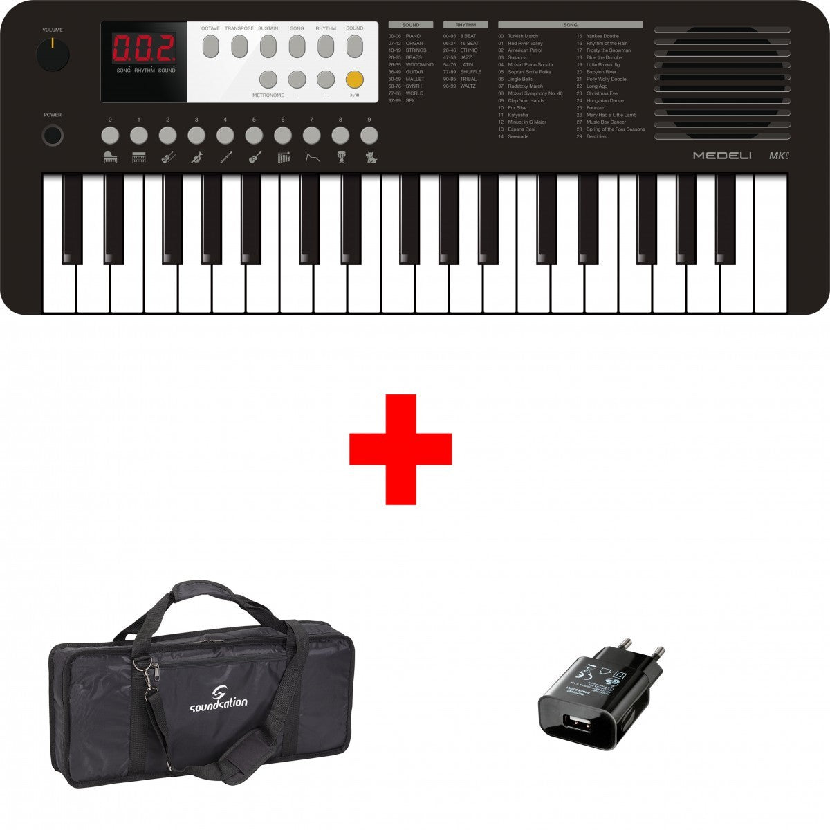 MEDELI MK1-BUNDLE TASTIERA 37 TASTI MINI SIZE - BUNDLE CON BORSA E ALIMENTATORE