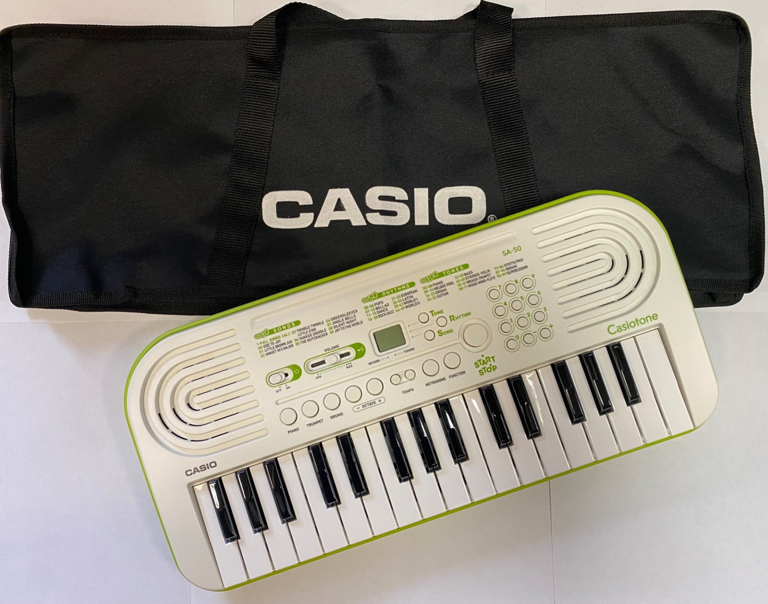 Casio SA-50 Tastiera con 32 Tasti Mini White/Lime Green con borsa