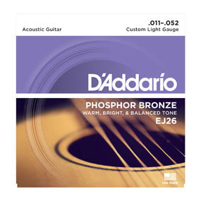 D'ADDARIO EJ26 CUSTOM LIGHT PHOSPHOR BRONZE ROUND WOUND 011 52